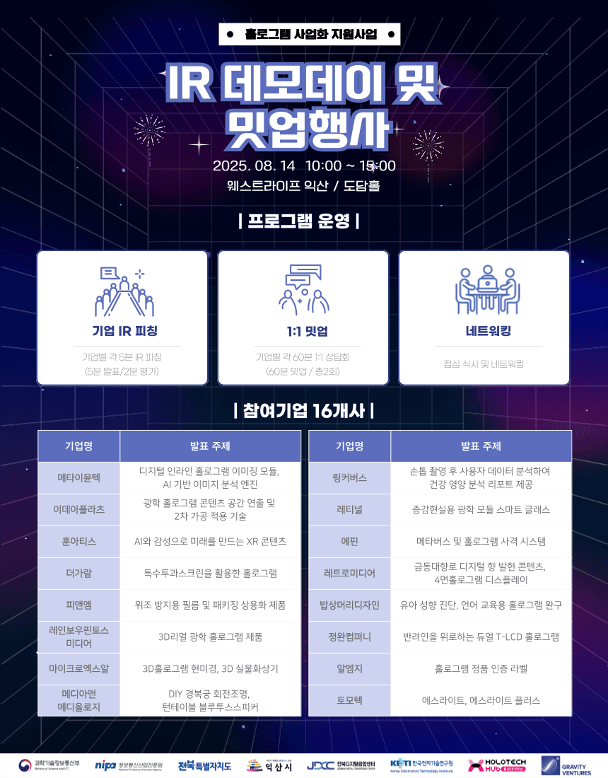 홀로그램 사업화 지원 프로그램 — IR 데모데이 & 1:1 밋업